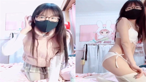眼镜萌妹经期狂自慰，骚穴湿透淫水爆喷